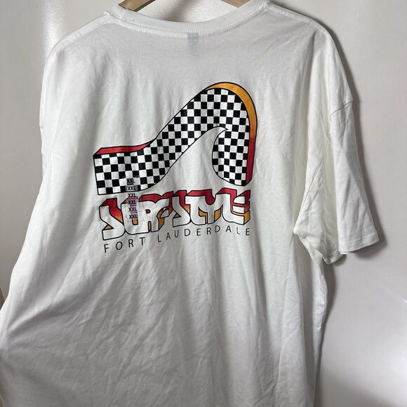 Surf Style T-Shirt Mens Souvenir Fort Lauderdale white black Beach XXL New - Picture 1 of 5